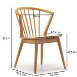 VS Venta-stock Pack 2 chaises Mura, Couleur Chêne, Bois Massif, 55 cm (Longueur) 58,5 cm (Profondeur) 84 cm (Hauteur)