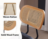 chairus Chaise Bar Cuisine avec Dossier en Rotin Lot de 2 Tabourets de Bar en Cuir Synthétique Modern Chaise Haute sans Accoudoirs (Noir)