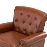 Fauteuil en Cuir PU fauteuils d'appoint en Cuir du Milieu du siècle avec capitonnage en Cuir et Garniture cloutée Fauteuil en Cuir surdimensionné pour Salon Chambre à Coucher réception Brown