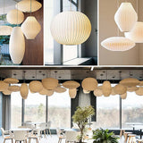 HHOZsafety Lampe Suspendue en Forme de Lanterne Blanche, Lampe de Plafond Moderne en Soie pour Salon, Chambre à Coucher, hôtel, Hall, café, décoration (Blanc B40cm)