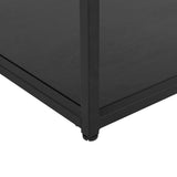 Table Basse Rectangulaire en Verre et Métal Noir avec Plateau de Rangement en Imitation Bois Noir Design Minimaliste pour Salon Moderne Beliani
