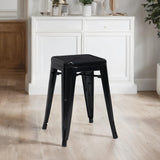 DUHOME Tabouret de Bar Industriel Chaise Salle à Manger Lot de 2 Tabouret Empilables Siège Bistrot Cadre en Métal pour Cuisine Restaurants (Noir, 46cm)