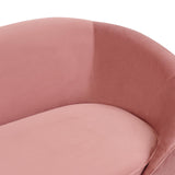 Canapé en Velours Courbé Glamour Rose Pastel à 3 Places Pieds Dorés Brillants Savar
