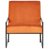 Fauteuil Moderne Glam Cadre en Métal et Revêtement en Velours Orange Delary