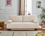 Bestmobilier - Canapé Convertible avec Coffre Cristal en Velours Côtelé - Canapé Lit - Sofa Beige 3 Places - Salon