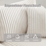 SHAIRMB Ensemble De CanapéS Modulables avec MéRidienne Et Canapé 2 Places, Housse en Velours CôTelé Doux, 5 Coussins, Poches LatéRales Et Porte-Gobelets, Mousse Haute Densité,Beige