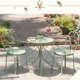 Ensemble De Bistrot 3 Pièces, Table Ronde De Jardin en Fer Forgé Et Chaises De Jardin Patio Balcon Meubles De Table en Métal pour Jardin, Arrière-Cour, Balcon,Vert