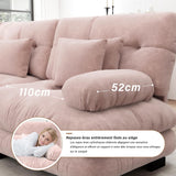 SoarFlash Canapé modulaire 3 Places Salon Moderne - Chenille, Bois Massif, reposes-Bras, Rose Clair, 77×313cm