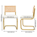 CangLong Lot de 2 chaises de salle à manger, élégante chaise de cuisine à dossier en osier avec pieds en métal doré, chaises confortables avec coussins molletonnés pour salon, salle à manger, beige