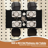 COSTWAY Table Salle à Manger de 160 CM pour 6-8 Personnes, Table Cuisine Rectangulaire avec Pieds en Formes de L Robustes, Table à Manger Noire Design, Montage Facile