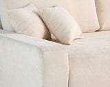 Lisa Design - Pivoine - canapé Droit 3 Places - Convertible avec Coffre - en Velours texturé, Beige