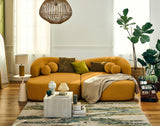 Lisa Design - Charles - canapé Droit 4 Places avec Double méridienne - Assise Profonde - en Velours texturé, Jaune