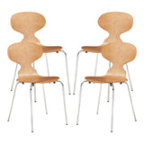 [en.casa] Lot de 4 chaises de Salle à Manger Empilables avec Siège Confortable Construction Robuste Capacité 150 kg Salon Bureau Coque Contreplaqué de Bouleau Métal 80 x 47 x 48 cm Effet Noyer Chrome