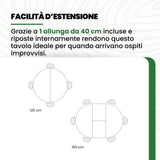 Mar.c.a. Design, Table Ronde Extensible, Table Salle à Manger en Bois, Table à Manger Blanche Mate Classique - Table Extensible 120x120x80H avec Rallonge Centrale 38 cm - Table a Manger Made in Italy