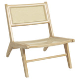 HOMCOM Fauteuil de Salon Relax, Fauteuil Lounge, Design bohème, Structure Bois d'hévéa, Dossier Assise cannage, Assise Profonde, pour Salon/Chambre, Naturel