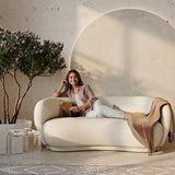 Iconik Interior Canapé Courbe 3 Places en Tissu bouclé - Curvy Blanc