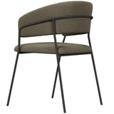 SCIEM LUCA-Fauteuil de Table en Tissu Lin Pieds métal Noir (x2) (Taupe)