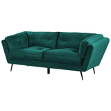 Beliani Canapé 3 Places Rembourré en Velours Vert Foncé avec Piètement Noir et Coussins Capitonnés Très Confortable pour Salon Glamour et Rétro