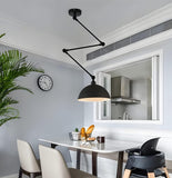 MQDLJSE Luminaire Suspendu à Bras pivotant Long en métal Noir, Lampe Suspendue en Forme de dôme, Lustre de Ferme Rustique Jaune, Tige Pliante, éclairage Industriel Moderne Vert pour Table