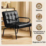 Hellove Fauteuil Salon en Métal, Fauteuil Design Rétro avec Pieds Métalliques Noirs, Chaise Simili Cuir PU avec Accoudoirs et Dossier Confortable Modern pour Salon Chambre, Noir