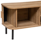 Atmosphera Créateur d'Intérieur - Meuble TV Colva 2 Portes Coulissantes - Étagère Ajustable - Rangement 4 Cases pour Salon, Chambre - H46 x L140cm