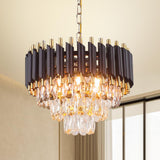FRIXCHUR Lustre en cristal moderne 15.7 "lustre en cristal noir et or lustre en cristal lustre en cristal à trois couches pour la Chambre principale salon table à manger…