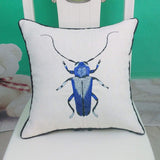 ZUODU Housse de coussin brodée en coton et lin, motif insectes, 45 cm x 45 cm (Blackbeetle-1)