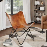 Gecheer Chaise Plastique,Fauteuil massant Chaise Papillon Marron Cuir véritable