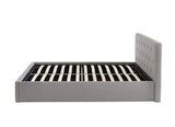 BAÏTA - Lit Coffre Tissu Bahia Gris 140x190 sommier Inclus