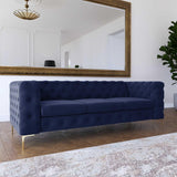 Mobilier-Deco Darcy - Canapé Chesterfield 3 Places en Velours Bleu