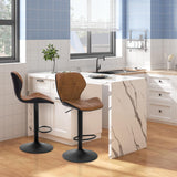 EUGAD Lot de 2 Tabouret de Bar réglable en Hauteur en Similicuir,Tabouret comptoir Style rétro,Brun 0662BY-2