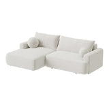 Mobilier-Deco Anais - Canapé d'angle Convertible en Tissu Bouclette Beige - Angle Gauche