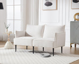 DAYALANE Canapé de 2 Places en Chenille Petit Canapé avec Accoudoirs Sofa à Coussin Rembourré et Cadre en Métal, Blanc