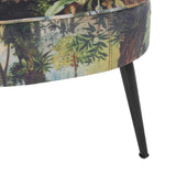 Beliani Fauteuil Bas sans Accoudoirs en Tissu Vert avec Imprimé Jungle Multicolore Rembourrage Épais et Confort Optimal pour Salon Rétro et Moderne