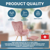 Albatros Fauteuil avec Tabouret York, Rose, Housse en Velours, confortablement rembourré, Fauteuil TV, Fauteuil rembourré