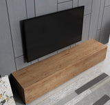 MB Muebles Bonitos, Meuble TV avec Pieds Aitana M2 pour Salon Moderne, Meuble Modulaire, Porte en PVC Mat, Structure en Mélamine Mate, Couleur Chêne, 180x32x40 cm