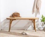 chairus Banc Ottoman de Rotin Banquette Entrée Chaussures Banc de Salle à Manger en Bois (Jaune)