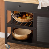 SoBuy Desserte de Cuisine Roulante Chariot de Service Multi-rangements Buffet Armoire de Cuisine, 1 Porte, 1 Grand Tiroir et 3 Crochets, 105x40x85.5 cm, Noir, FKW115-SCH