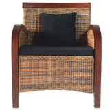 Festnight Fauteuil en Bois de manguier Massif + rotin Authentique tissé à la Main