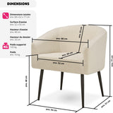 TecTake® Fauteuil Relax Fauteuil Club Confortable en Tissu Bouclette Fauteuil Scandinave Moelleux avec Accoudoirs pour Salle à Manger, Salon, Chambre, Chaise Bureau, Allaitement, TV