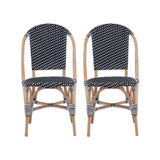 Alice's Home - Lot de 2 chaises empilables bistrot en rotin et polyrotin Noir et Blanc. L 48 x P 58 x H 90cm