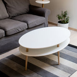 RAGABA OVO HIGH Table basse avec plateau de rangement Largeur 110 cm x profondeur 70 cm Facile à monter En bois FSC Rose poudré