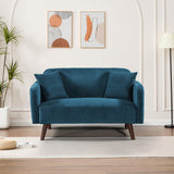 [en.casa] Canapé 2 Places Confortable avec 2 Coussins Sofa Rembourré avec Accoudoir Excellente Stabilité Capacité de Charge 320 kg Salon Chambre à Coucher Velours Côtelé 132 x 70 x 80 cm Bleu