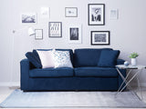 Canapé Fixe 3 Places en Velours Bleu Foncé Moelleux et Confortable pour Salon Design Moderne Beliani