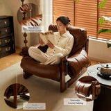 LAITEGOG Fauteuil Lounge Vintage, Fauteuil Confortable en Cuir ciré à l'huile avec Structure en Bois Robuste, canapé rembourré et Douillet for Salon, Chambre, Balcon, Bureau à Domicile(Vintage Brown)