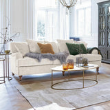 Loberon Canapé Isa - Bois d'hévéa, Velours de Polyester, Bois de pin - H/L/P env. 80/224 / 95 cm - crème, crème
