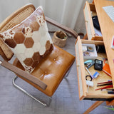 SEEDWAVE Lot de 2 Chaises Cantilever de Salle à Manger avec Tressage Viennois, Accoudoirs en Bois Massif et Assise en Cuir PU, Design Vintage pour Salle à Manger et Salon