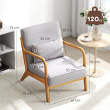 HOMCOM Fauteuil de Salon avec Cadre en Bois Massif Fauteuil Lounge - Assise Profonde - accoudoirs - Aspect Velours Gris