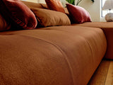 Lisa Design - Canapé Panoramique d'angle Gauche - Onyx en Tissu - Grand Sofa XXL Terracotta 7 Places - Salon