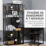 HOMCOM Bibliothèque étagère de Rangement à 7 Niveaux Cadre en Acier Style Industriel pour Salon Chambre Cuisine - 83 x 34 x 180 cm